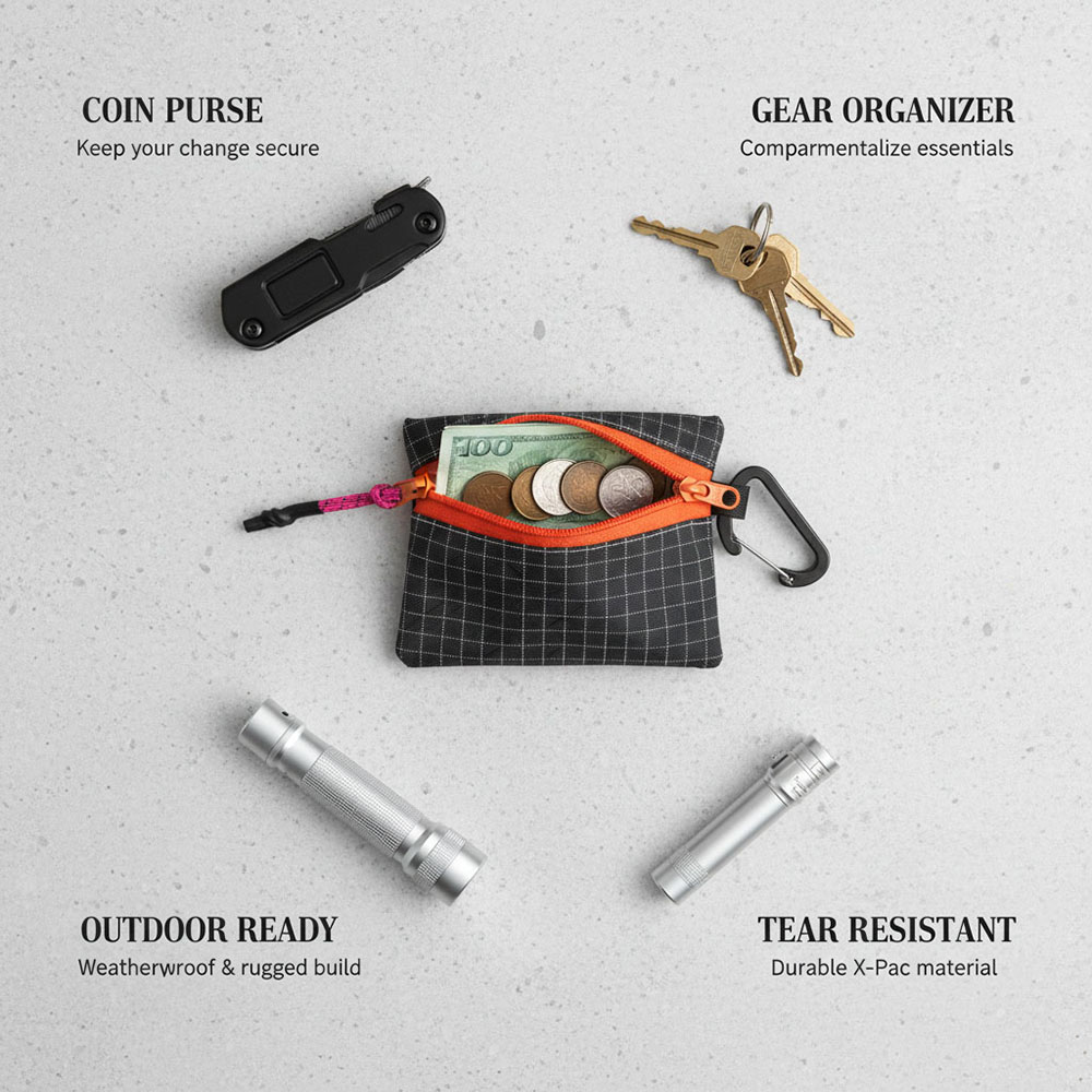 Edc Carry Kit - 屋外用UHMWPE収納バッグ トレイルコインポーチ ミニアップサイクル超軽量DリングEDCホルダー バックパッキング、旅行、ハイキング、キャンプ用