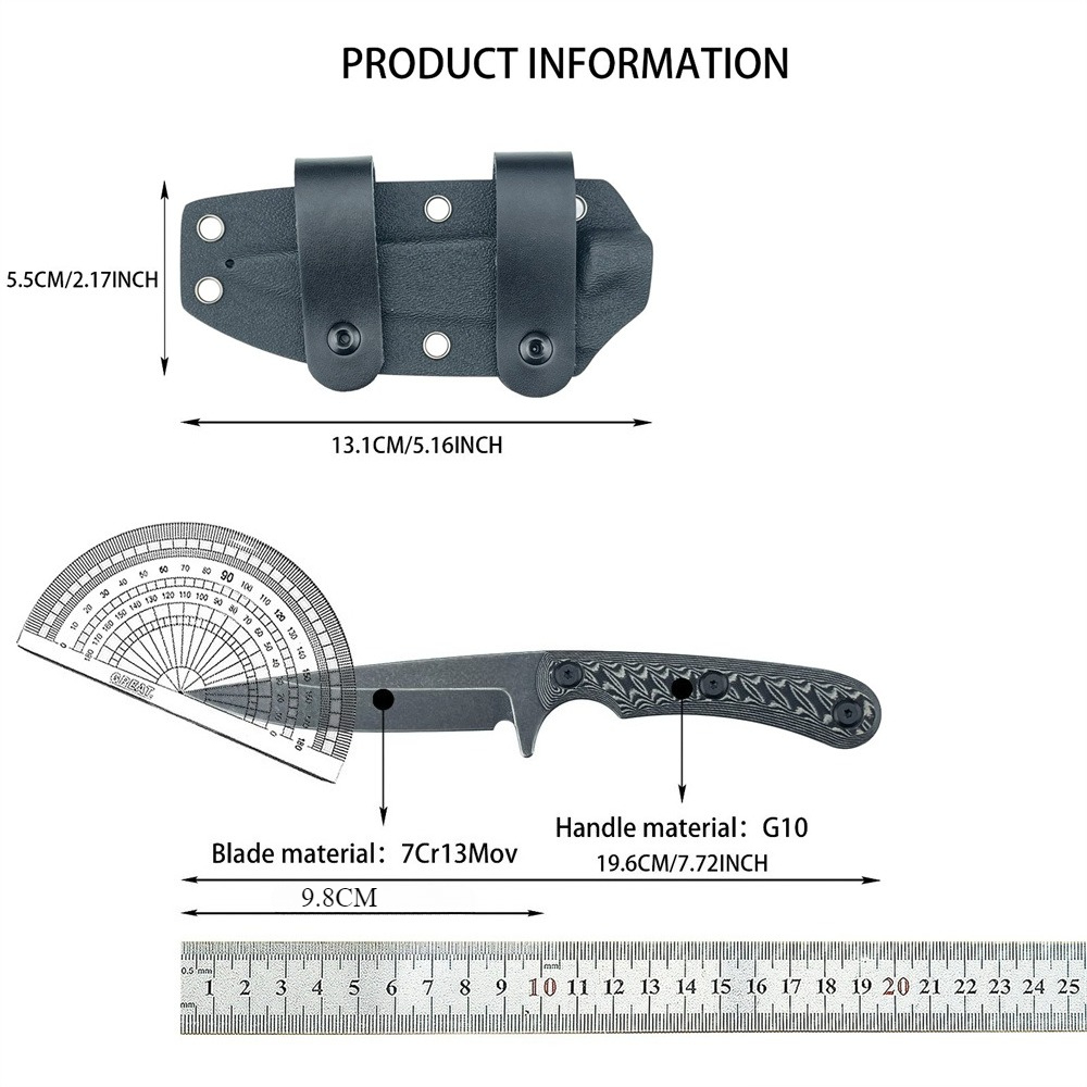 Edc Carry Fixed Blade - フルタング固定刃ナイフ 7Cr13MoV ブレード EDC ストレートナイフ G10