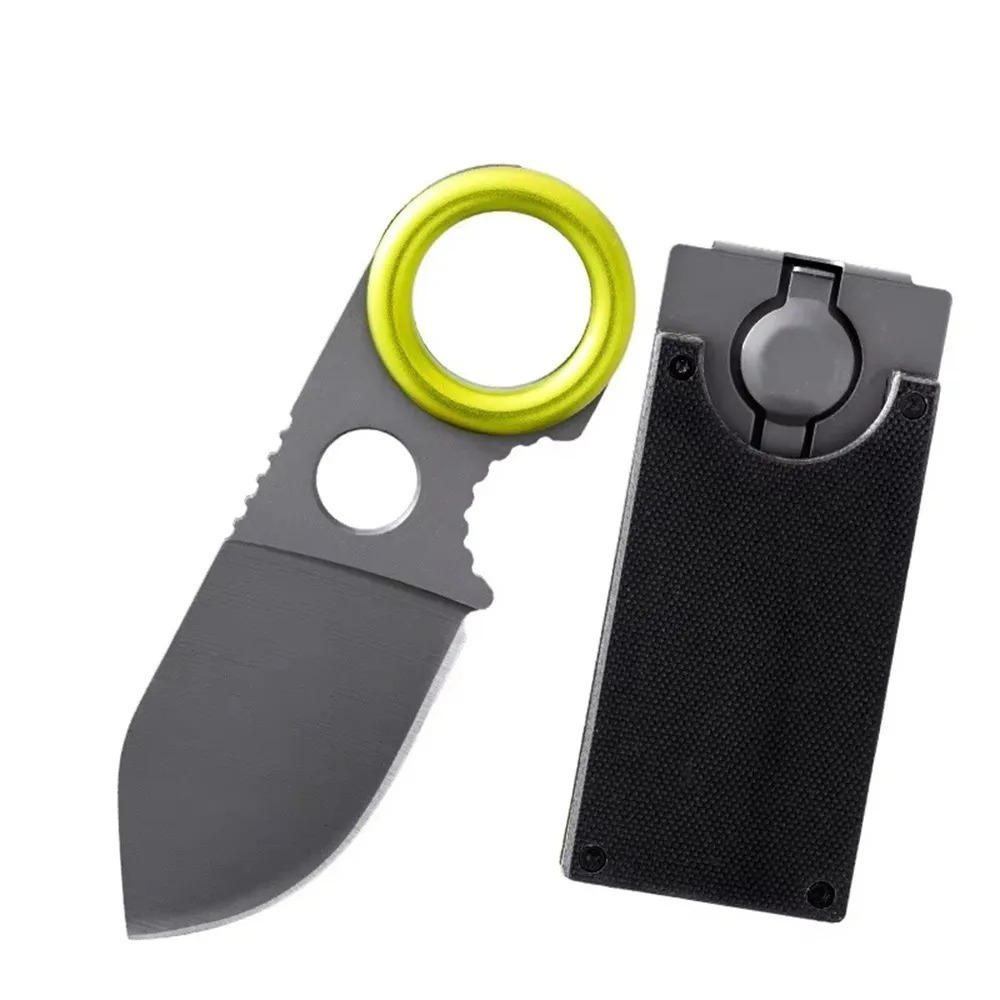 Edc Carry Fixed Blade - ミニ EDC リング固定刃ナイフ ステンレス鋼ポケットナイフ 屋外や日常の持ち運びに便利な開梱用ツール ジャングルナイフ