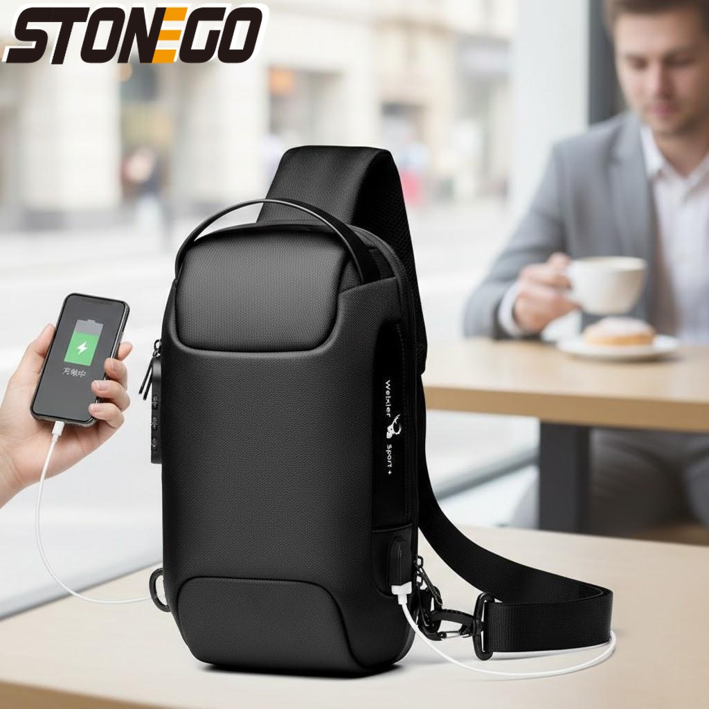 Edc Carry Bag - メンズクロスボディバッグ防水盗難防止USB充電ポートトラベルショルダーバッグカジュアルファッション耐久性のある日常使用
