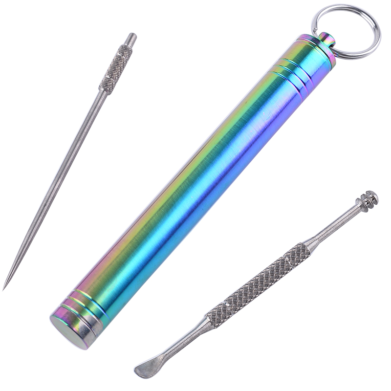 Pill Fob Capsule - チタン製ピルカプセルケース 密閉防水保管容器 ドライボックス シールボトル つまようじ耳かきホルダー