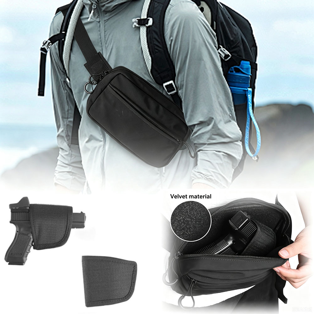 Edc Carry Holster - 隠しキャリーウエストバッグ戦術的なファニーパックホルスターピストルポーチ付きクロスボディEDCハンドガンバッグ狩猟ハイキング用