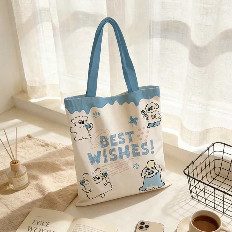 Edc Carry Bag - 新しい漫画コミックプリントキャンバスバッグ女性用ショルダーハンドバッグ学生トートデイリーハンドキャリーバッグ
