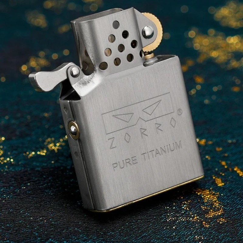 Lighter Insert Zippo - ZORRO 第 2 世代純チタンライタームーブメント、アップグレードされた大理石インナーライナー、ライターユニバーサルアクセサリー