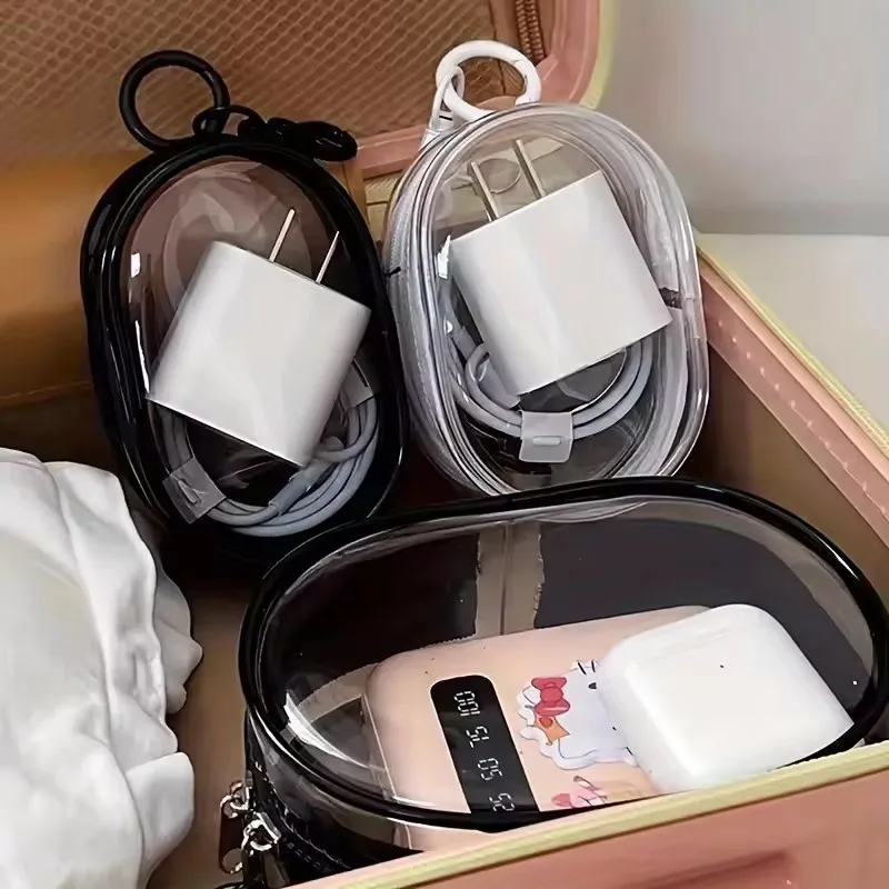 ポータブルミニ透明収納バッグ ジッパー付き 多機能ヘッドホン - Cable Winder Keychain のレビューと価格