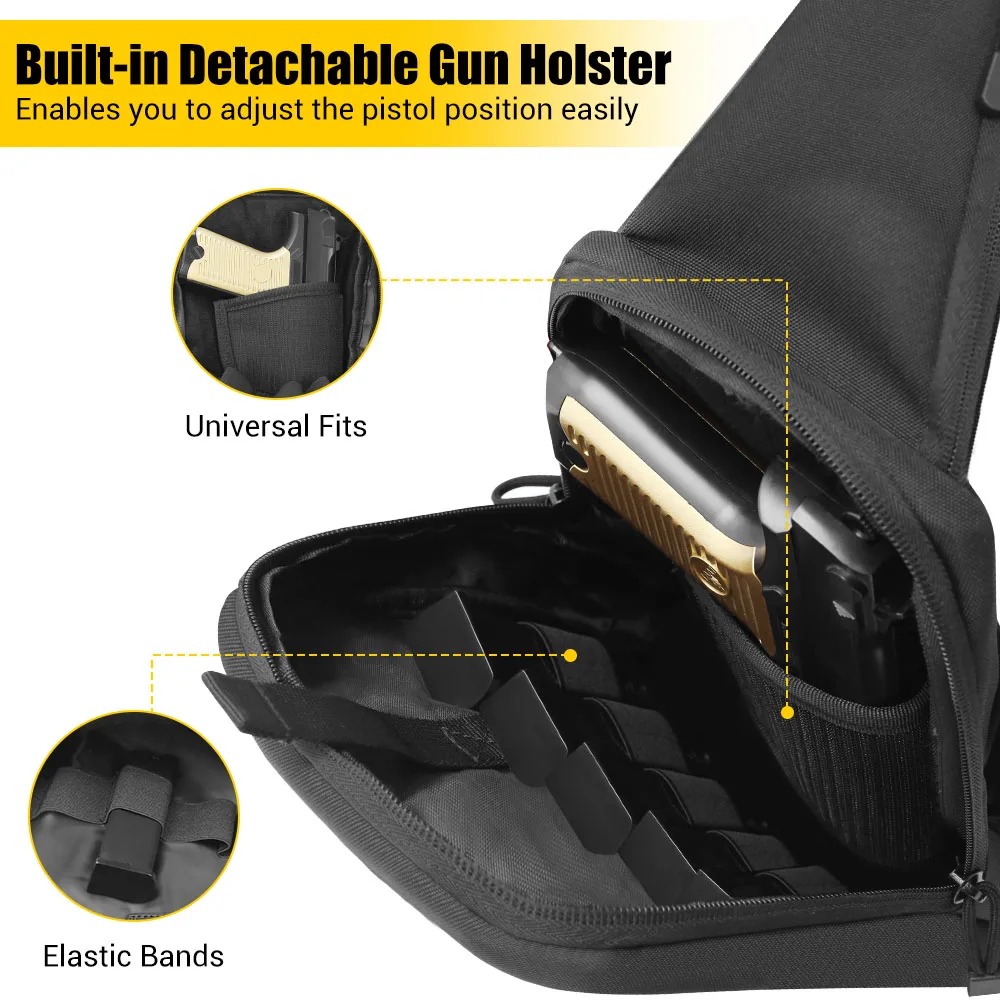 隠し銃持ち用チェストガンバッグ、ピストルガン収納バッグ、タク - Edc Concealed Carry Sling Bag のレビューと価格