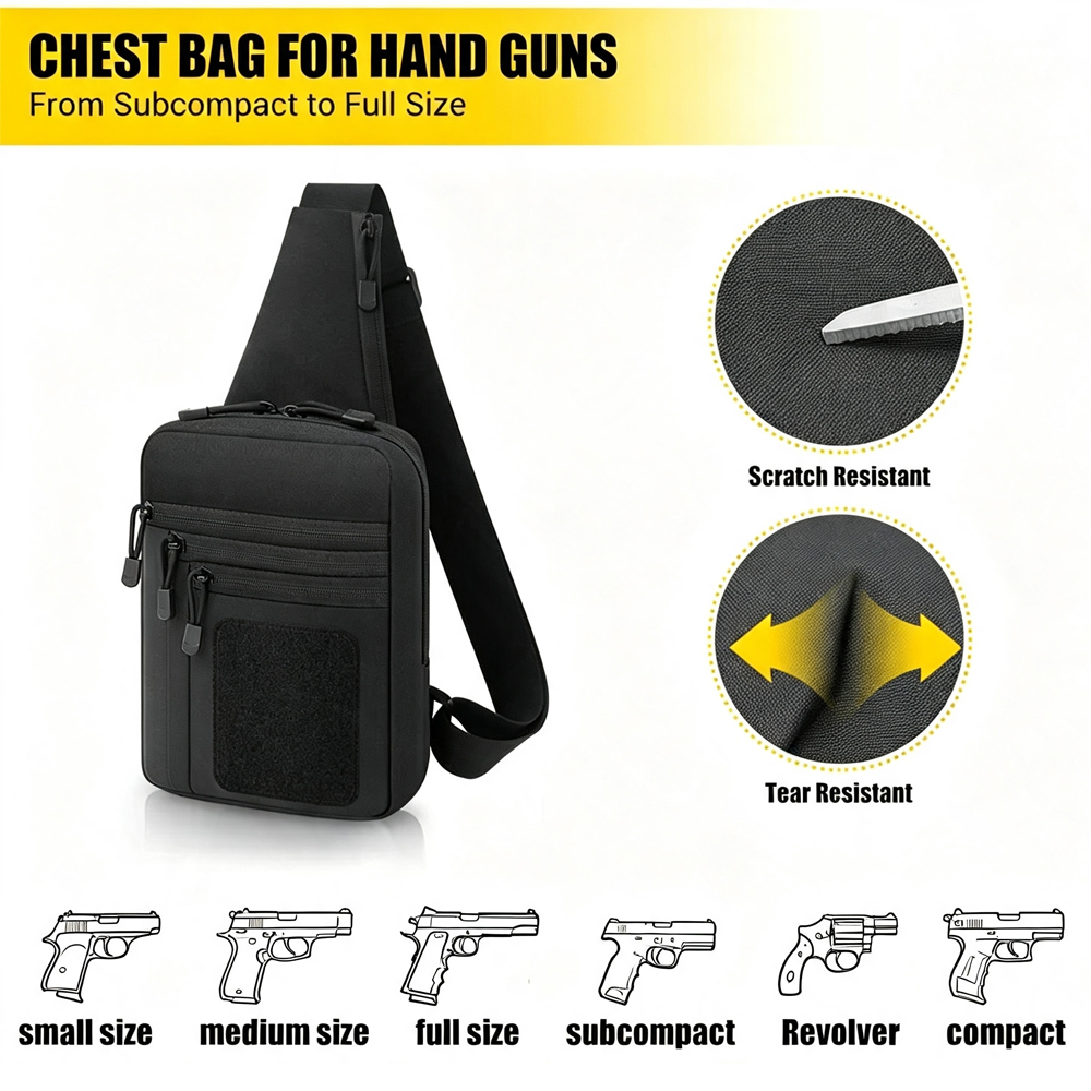 隠し銃持ち用チェストガンバッグ、ピストルガン収納バッグ、タク - Edc Concealed Carry Sling Bag のレビューと価格