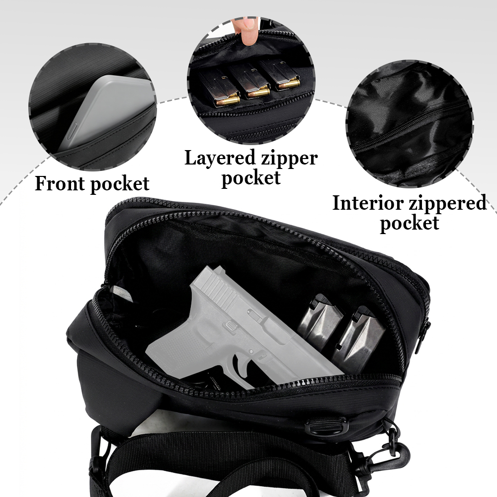 戦術的なピストルガンバッグ隠しキャリーハンドガン収納チェスト - Edc Concealed Carry Sling Bag のレビューと価格