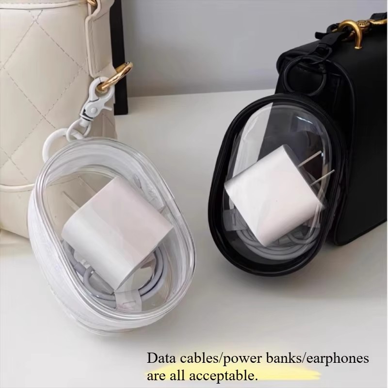 ポータブルミニクリアジッパー収納バッグ - イヤホンや充電器 - Cable Winder Keychain のレビューと価格