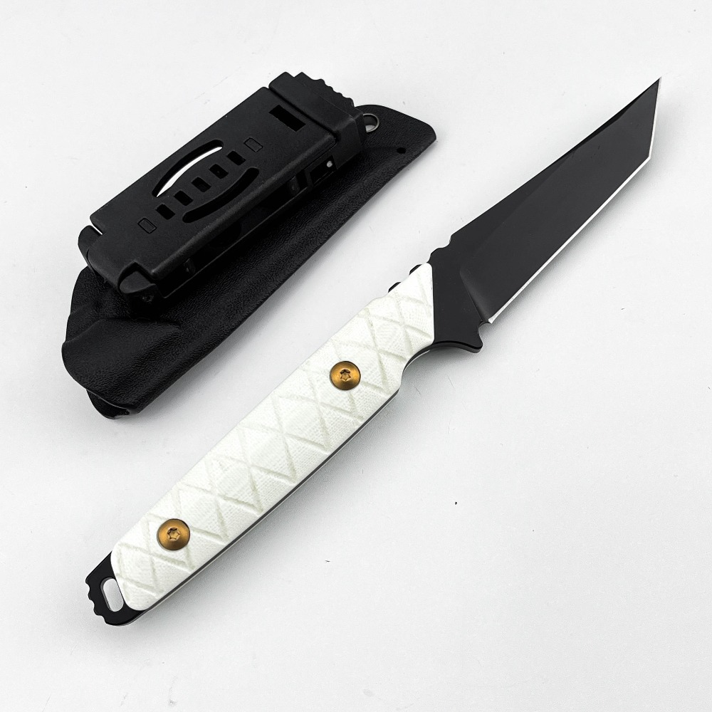 新しい固定刃ナイフ ホワイトG10ハンドル D2ブレード 取 - Edc Carry Fixed Blade のレビューと価格