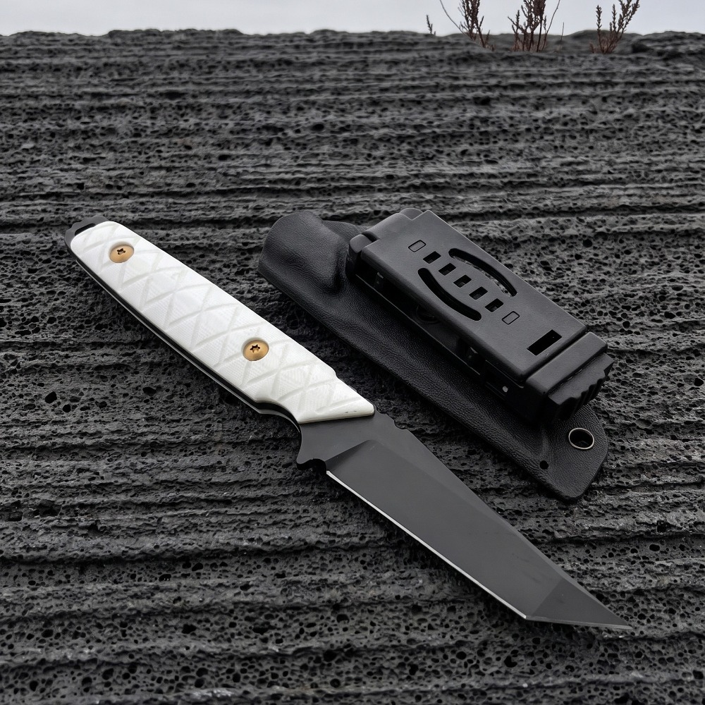 新しい固定刃ナイフ ホワイトG10ハンドル D2ブレード 取 - Edc Carry Fixed Blade のレビューと価格