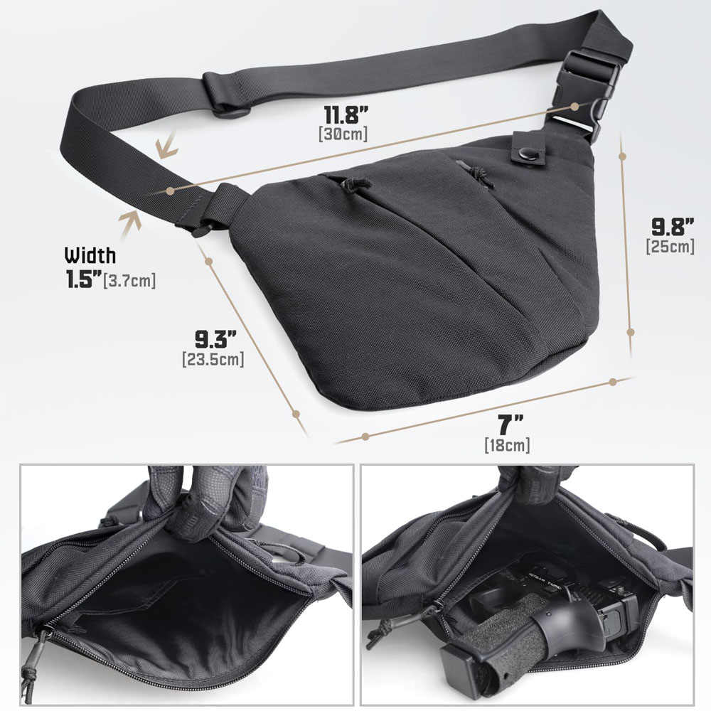 隠し戦術ピストルバッグ,メンズクロスボディバッグ,ピストルケ - Edc Concealed Carry Sling Bag のレビューと価格