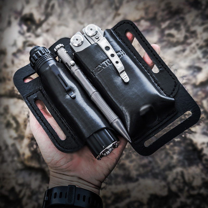 1個。 レザーEDCポーチ、懐中電灯、ツールナイフオーガナイ - Leather Edc. Carry Pouch のレビューと価格