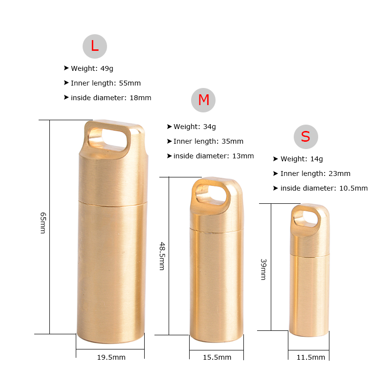 真鍮気密水密収納容器ドライボックスシール瓶ケースピルカプセル - Pill Fob Capsule のレビューと価格
