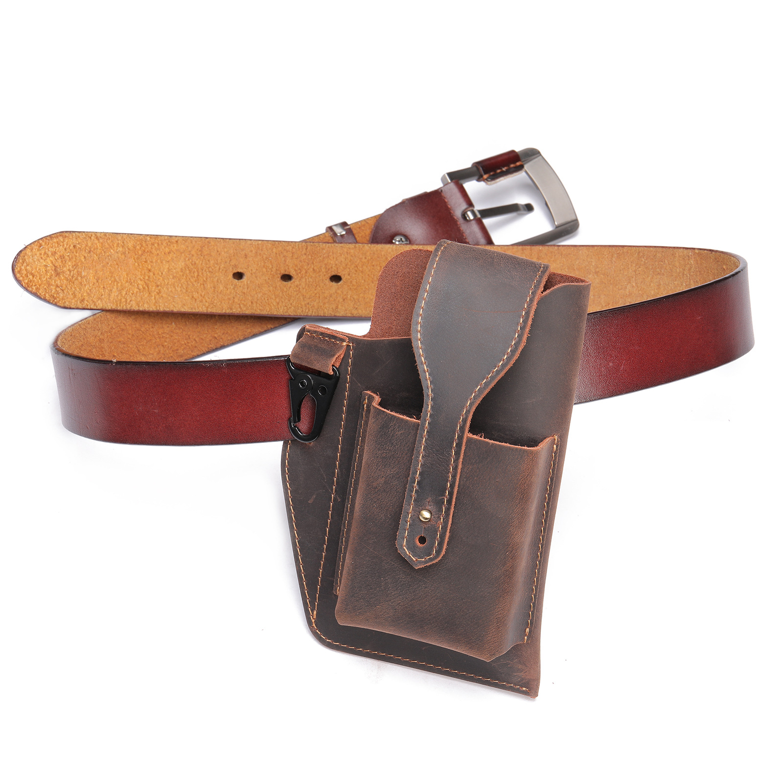 クレイジーホースレザー製メンズ用携帯電話ホルスター、縦型タク - Leather Edc. Carry Pouch のレビューと価格