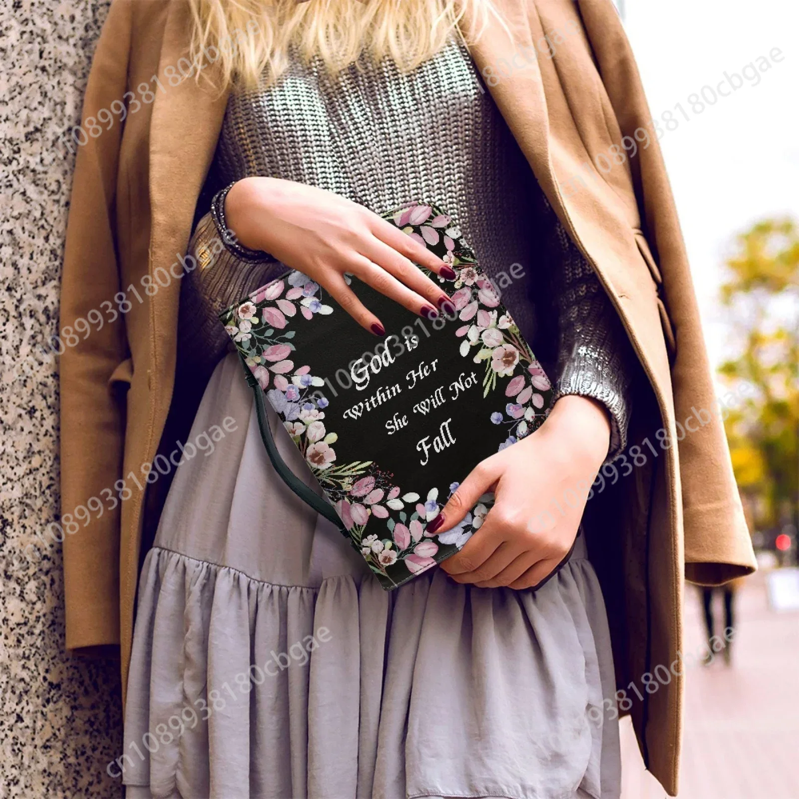 花柄のレザー聖書バッグ、女性男性用ハンドル付きハンドバッグ、 - Edc Carry Bag のレビューと価格