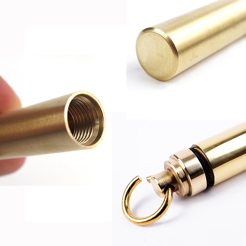 1 PC ソリッドブラス防水ピルカプセルフォブホルダーケース - Pill Fob Capsule のレビューと価格