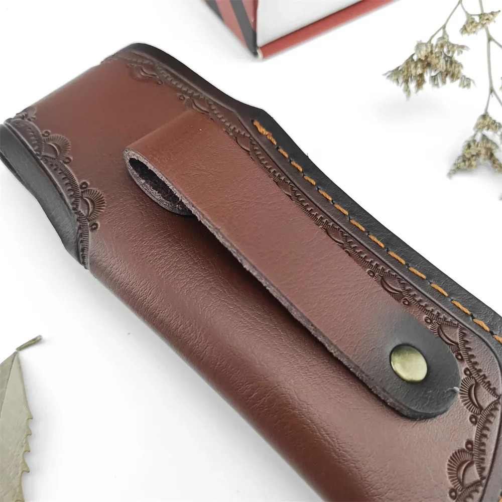 コレクタブルエンボス加工本革製ナイフシース ブラウンステッチ - Leather Edc. Carry Pouch のレビューと価格