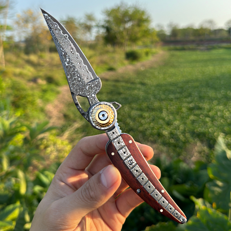 高品質VG10ダマスカス鋼製折りたたみ式ポケットナイフ、アウ - Everyday Carry (Edc) Knife のレビューと価格