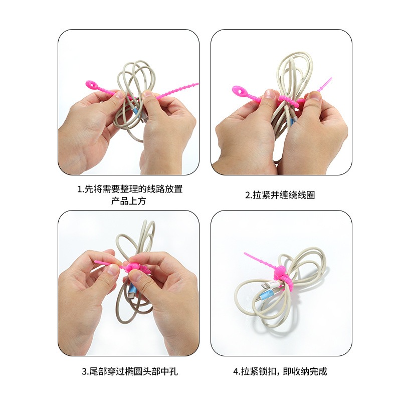 ランダムカラー5個多機能シリコン製結束ストラップDIYクラフ - Cable Winder Keychain のレビューと価格