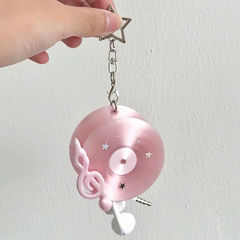かわいいレコード型ケーブルワインダー、星型キーホルダー付き、 - Cable Winder Keychain のレビューと価格